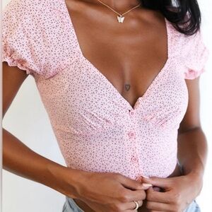 Princess Polly Light Pink Floral Blouse